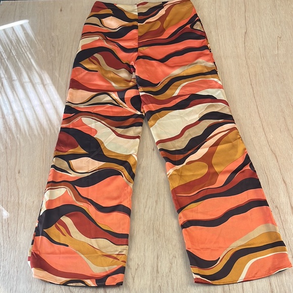HYFVE Psychedelic Wide Leg Pants Size Medium Multicolored High Waisted Zip Fly - Picture 3 of 10